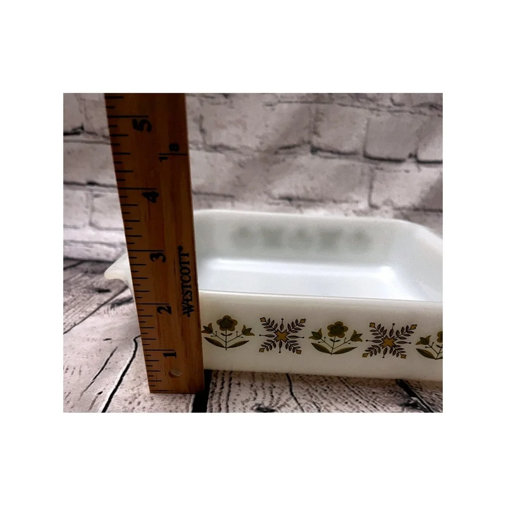 Vintage Anchor Hocking Fire King Milk Glass Meadows Baking Dish Square 8
